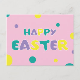 Polka Dots Pastel Pink Happy Oaster Feiertagspostkarte