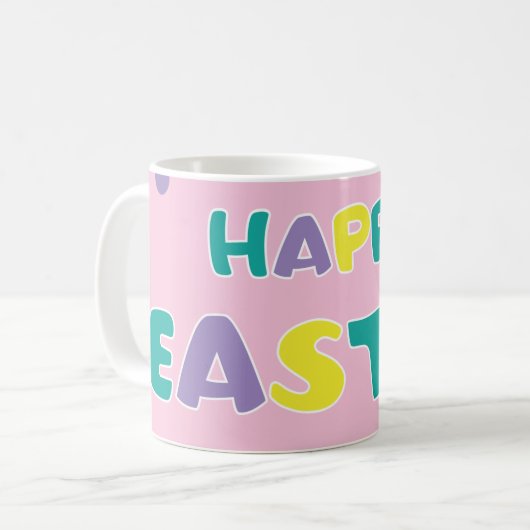 Polka Dots Pastel Pink Happy Oaster Kaffeetasse (Vorderseite Links)