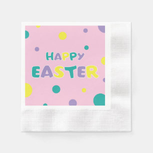 Polka Dots Pastel Pink Happy Oaster Paper Napkin Serviette