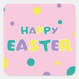 Polka Dots Pastel Pink Happy Oaster Quadratischer Aufkleber