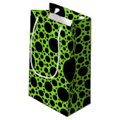 Polka Dots Pattern Schwarz + Ihr Backgr. Ideen Kleine Geschenktüte (Rückseite Schrägansicht)