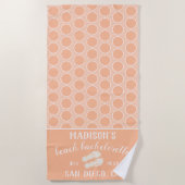 Polka Dots Peach Junggeselinnen-Abschied Gift Strandtuch (Vorderseite)
