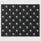 Polka Dots Pearls Black Silver Gray 3D-Effekt Geschenkpapier (Flach)