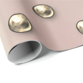 Polka Dots Pearls Imitate Gold Blush 3D-Effekt Geschenkpapier (Rolleneckpunkt)