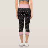 Polka Dots Pink Black Capri Leggings (Rückseite)