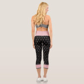 Polka Dots Pink Black Capri Leggings (Rückseite)
