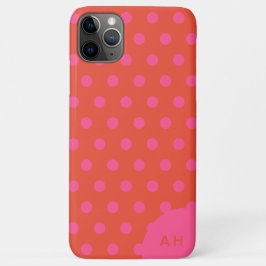 Polka Dots Pink und Rot Orange mit Monogramm Case-Mate iPhone Hülle