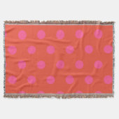 Polka Dots Pink und Rot Orange mit Monogramm Decke (Vorderseite)