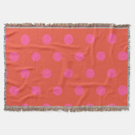 Polka Dots Pink und Rot Orange mit Monogramm Decke