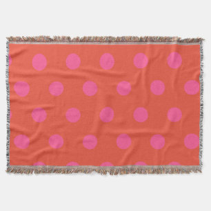 Polka Dots Pink und Rot Orange mit Monogramm Decke