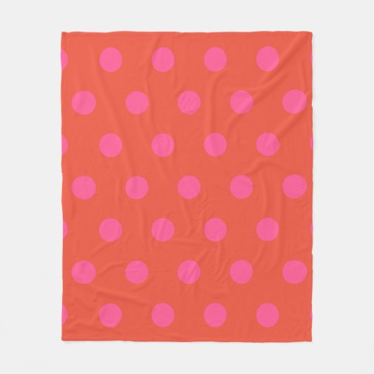 Polka Dots Pink und Rot Orange mit Monogramm Fleecedecke (Vorderseite)
