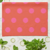 Polka Dots Pink und Rot Orange mit Monogramm Geschirrtuch (Gefaltet)