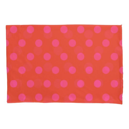 Polka Dots Pink und Rot Orange mit Monogramm Kissenbezug (Vorderseite)