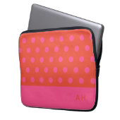 Polka Dots Pink und Rot Orange mit Monogramm Laptopschutzhülle (Vorderseite Links)