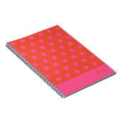 Polka Dots Pink und Rot Orange mit Monogramm Notizblock (Rechte Seite)