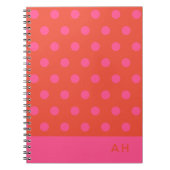 Polka Dots Pink und Rot Orange mit Monogramm Notizblock (Vorderseite)