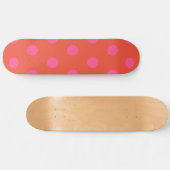 Polka Dots Pink und Rot Orange mit Monogramm Skateboard (Horizontal)