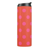 Polka Dots Pink und Rot Orange mit Monogramm Thermosbecher (Nach links gedreht)