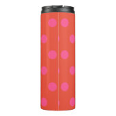 Polka Dots Pink und Rot Orange mit Monogramm Thermosbecher (Rückseite)