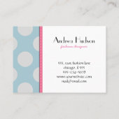 Polka Dots, Polka Dot Pattern, Dots, Blau, Grau Visitenkarte (Rückseite)