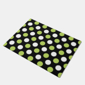Polka Dots, Polka Dot Pattern, grün, schwarz Fußmatte (Schrägansicht)