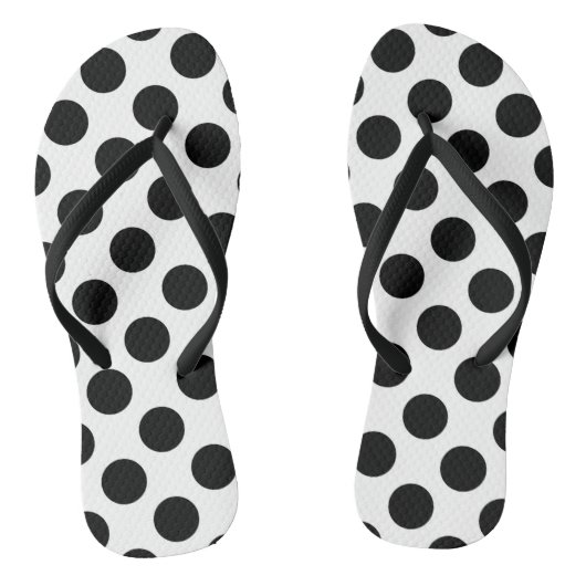 Polka Dots, Polka Dot Pattern, Schwarz und Weiß Badesandalen (Fußbett)