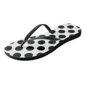 Polka Dots, Polka Dot Pattern, Schwarz und Weiß Badesandalen (Schrägansicht)
