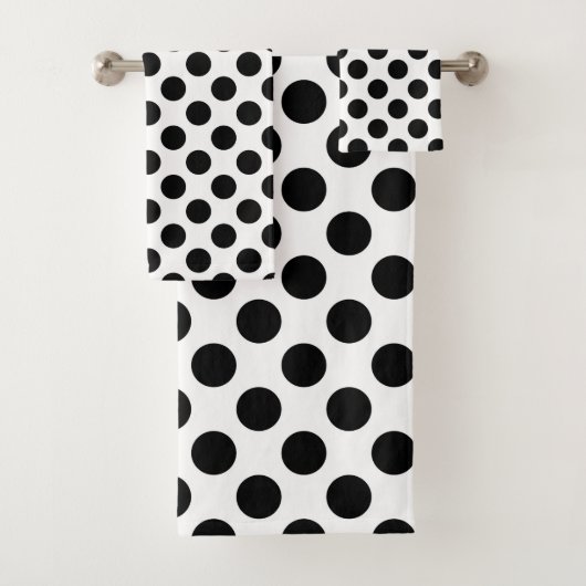 Polka Dots, Polka Dot Pattern, Schwarz und Weiß Badhandtuch Set (Insitu)
