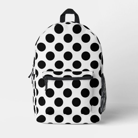 Polka Dots, Polka Dot Pattern, Schwarz und Weiß Bedruckter Rucksack (Vorderseite)