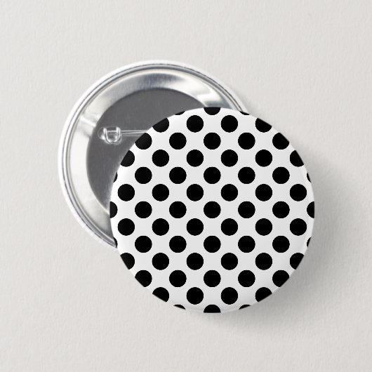 Polka Dots, Polka Dot Pattern, Schwarz und Weiß Button (Vorne & Hinten)