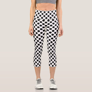 Polka Dots, Polka Dot Pattern, Schwarz und Weiß Capri Leggings