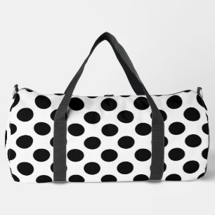 Polka Dots, Polka Dot Pattern, Schwarz und Weiß Duffle Bag