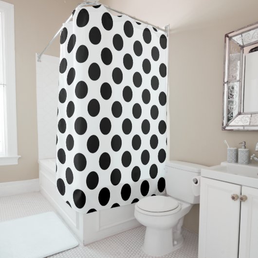 Polka Dots, Polka Dot Pattern, Schwarz und Weiß Duschvorhang (Beispiel)