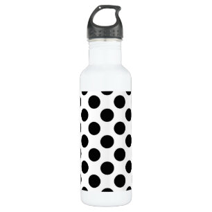 Polka Dots, Polka Dot Pattern, Schwarz und Weiß Edelstahlflasche