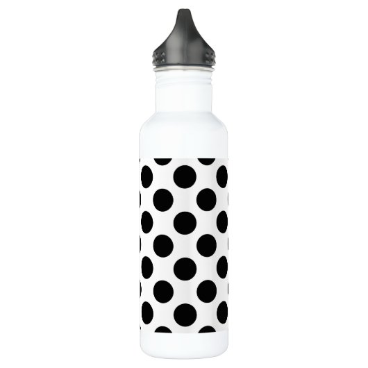 Polka Dots, Polka Dot Pattern, Schwarz und Weiß Edelstahlflasche (Links)