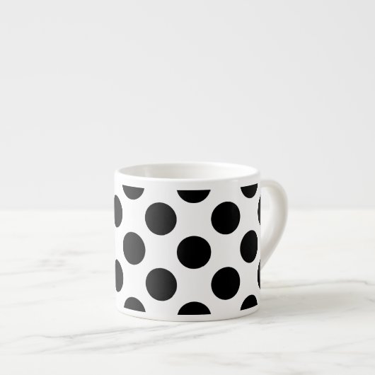 Polka Dots, Polka Dot Pattern, Schwarz und Weiß Espressotasse (Vorderseite Rechts)
