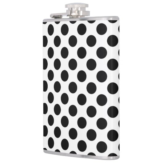 Polka Dots, Polka Dot Pattern, Schwarz und Weiß Flachmann (Links)