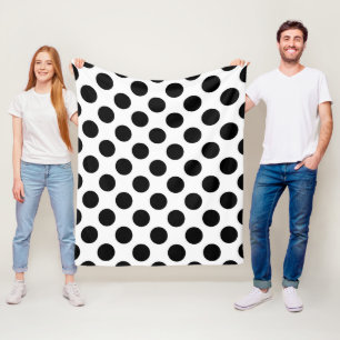 Polka Dots, Polka Dot Pattern, Schwarz und Weiß Fleecedecke