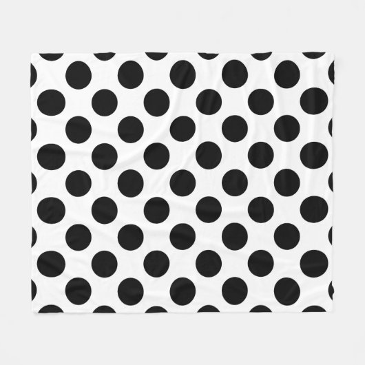 Polka Dots, Polka Dot Pattern, Schwarz und Weiß Fleecedecke (Vorderseite (Horizontal))