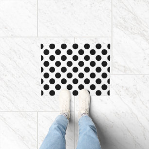 Polka Dots, Polka Dot Pattern, Schwarz und Weiß Fußmatte