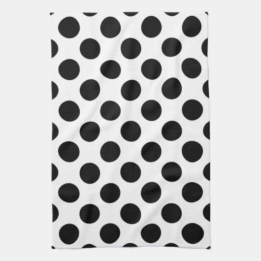 Polka Dots, Polka Dot Pattern, Schwarz und Weiß Geschirrtuch (Vertikal)