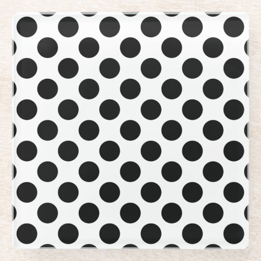 Polka Dots, Polka Dot Pattern, Schwarz und Weiß Glasuntersetzer (Vorderseite)