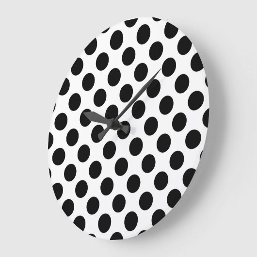 Polka Dots, Polka Dot Pattern, Schwarz und Weiß Große Wanduhr (Winkel)