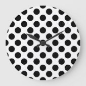 Polka Dots, Polka Dot Pattern, Schwarz und Weiß Große Wanduhr (Vorderseite)