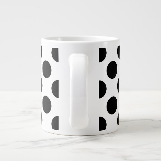 Polka Dots, Polka Dot Pattern, Schwarz und Weiß Jumbo-Tasse (Rückseite)