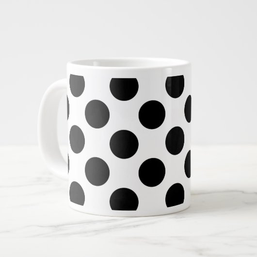 Polka Dots, Polka Dot Pattern, Schwarz und Weiß Jumbo-Tasse (Vorderseite Links)