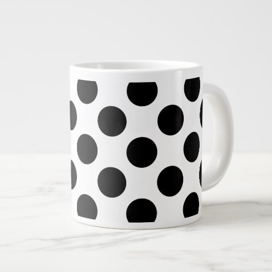 Polka Dots, Polka Dot Pattern, Schwarz und Weiß Jumbo-Tasse (Vorderseite Rechts)
