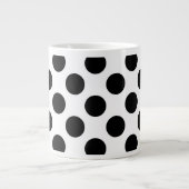 Polka Dots, Polka Dot Pattern, Schwarz und Weiß Jumbo-Tasse (Vorderseite)