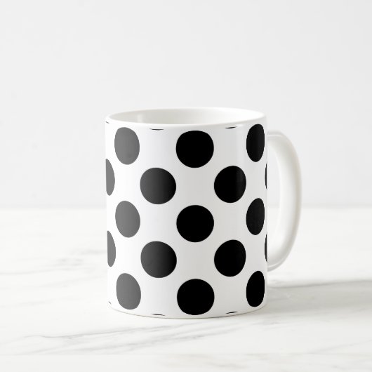 Polka Dots, Polka Dot Pattern, Schwarz und Weiß Kaffeetasse (VorderseiteRechts)