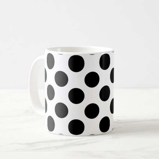 Polka Dots, Polka Dot Pattern, Schwarz und Weiß Kaffeetasse (Vorderseite Links)